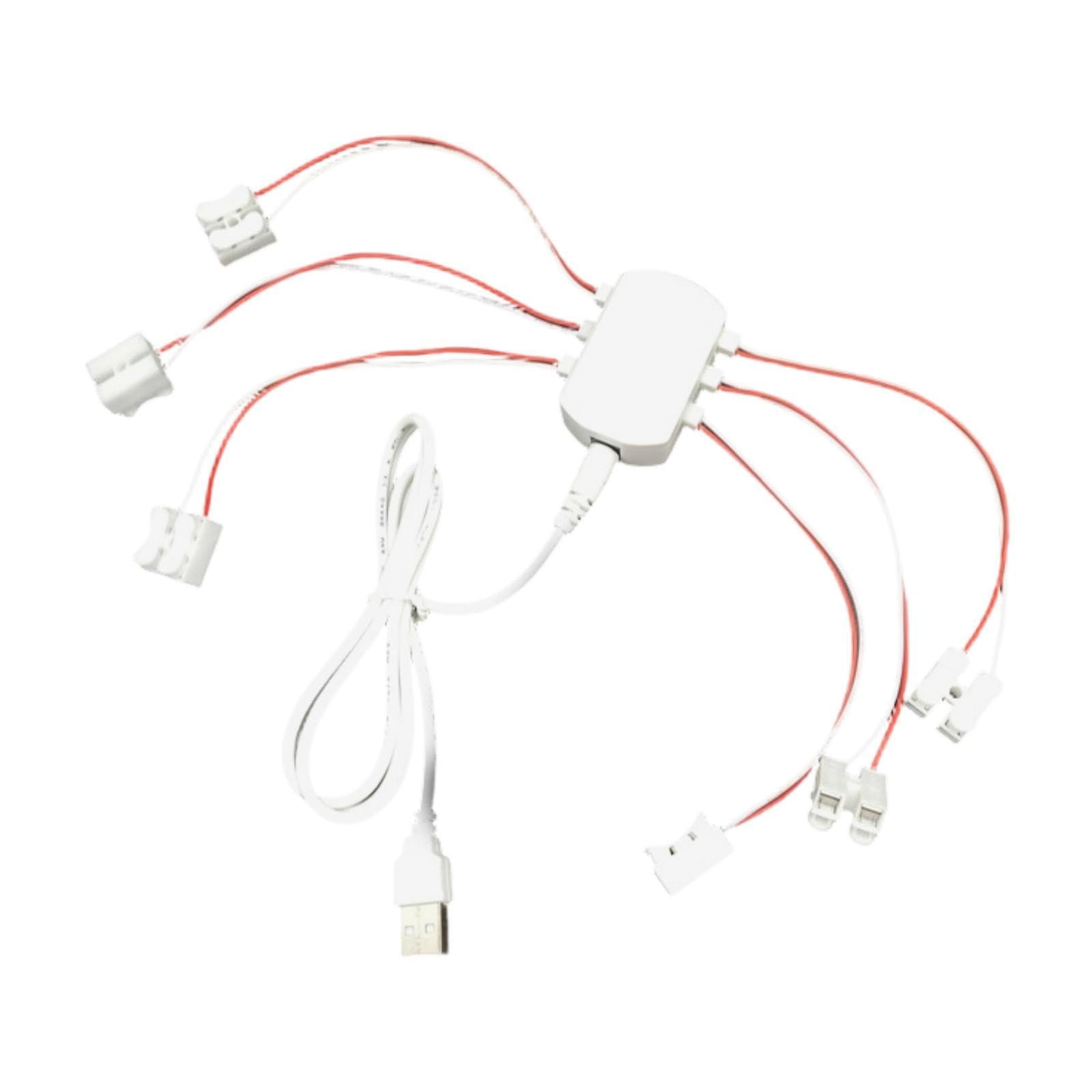 ＡＷＨＡＯ Model Lamp Wiring 5V USB Power Supply Hub Distributor Street Lighting System Accessories Made of PP Suitable for Model Railway Layouts Miniature Scene, 6 Ports