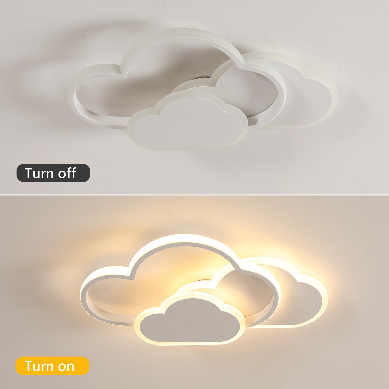 Goeco Lámpara de Techo LED Regulable, 32W Lampara Infantil Techo, Creativa Nube con Mando a Distancia 3000K-6500K, Luz de Techo Blanco para Habitaciones Infantiles Dormitorio Comedor Sala de Estar