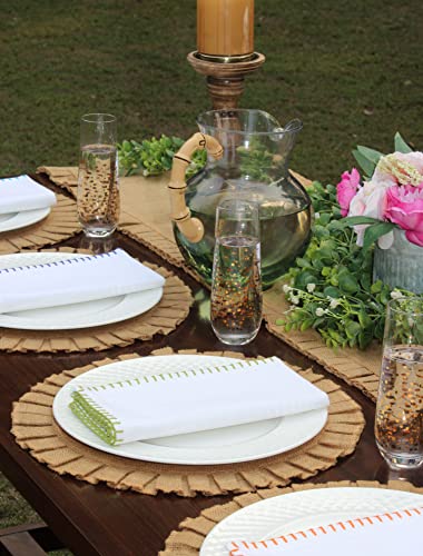 Cotton Craft Multicolor Whipstitch Cloth Napkin - Set Of 12 Blanketstitch Pure Cotton Everyday Dinner Napkins - Soft Washable Reusable Napkin - Party Gift Fall Spring Holiday Table Napkin - 18 X 18 #TOP7