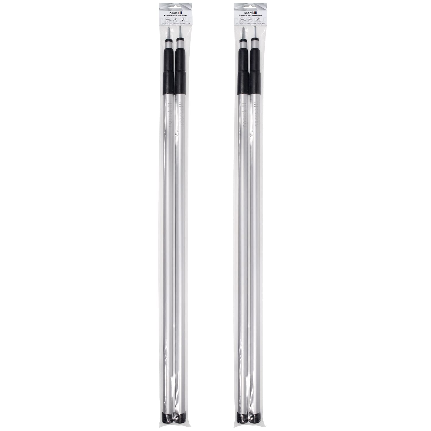 noorsk® Aufstellstangen Set Aluminium 4 oder 6 Stück Teleskopstangen 80-180 cm oder 100-240 cm für Vorzelte, Planen, Tarps