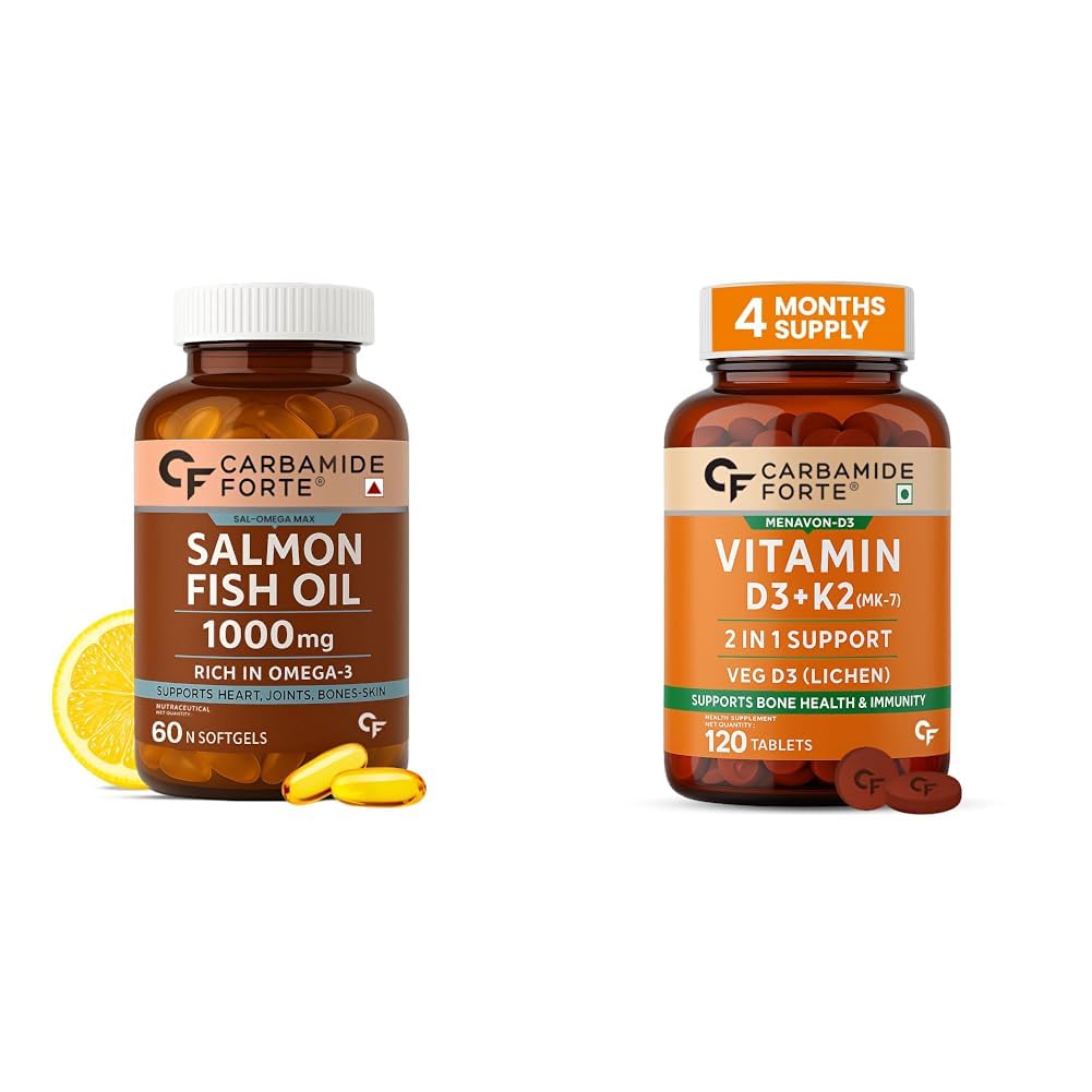 Carbamide Forte Salomega Omega 3-60 Capsules & Vitamin D tablets with Vitamin K2 MK7-120 tablets-image-14