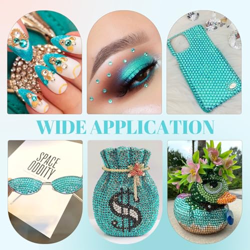 Image of 6100Pcs Resin Rhinestones for Crafting with 2Pcs 10ml B7000 Jewelry Glue, 1 Box Flatback Crystals Diamond (Aquamarine) for Bedazzling Crafts DIY Nail Art,Non Hotfix Gems for Clothing Shoes Tumblers