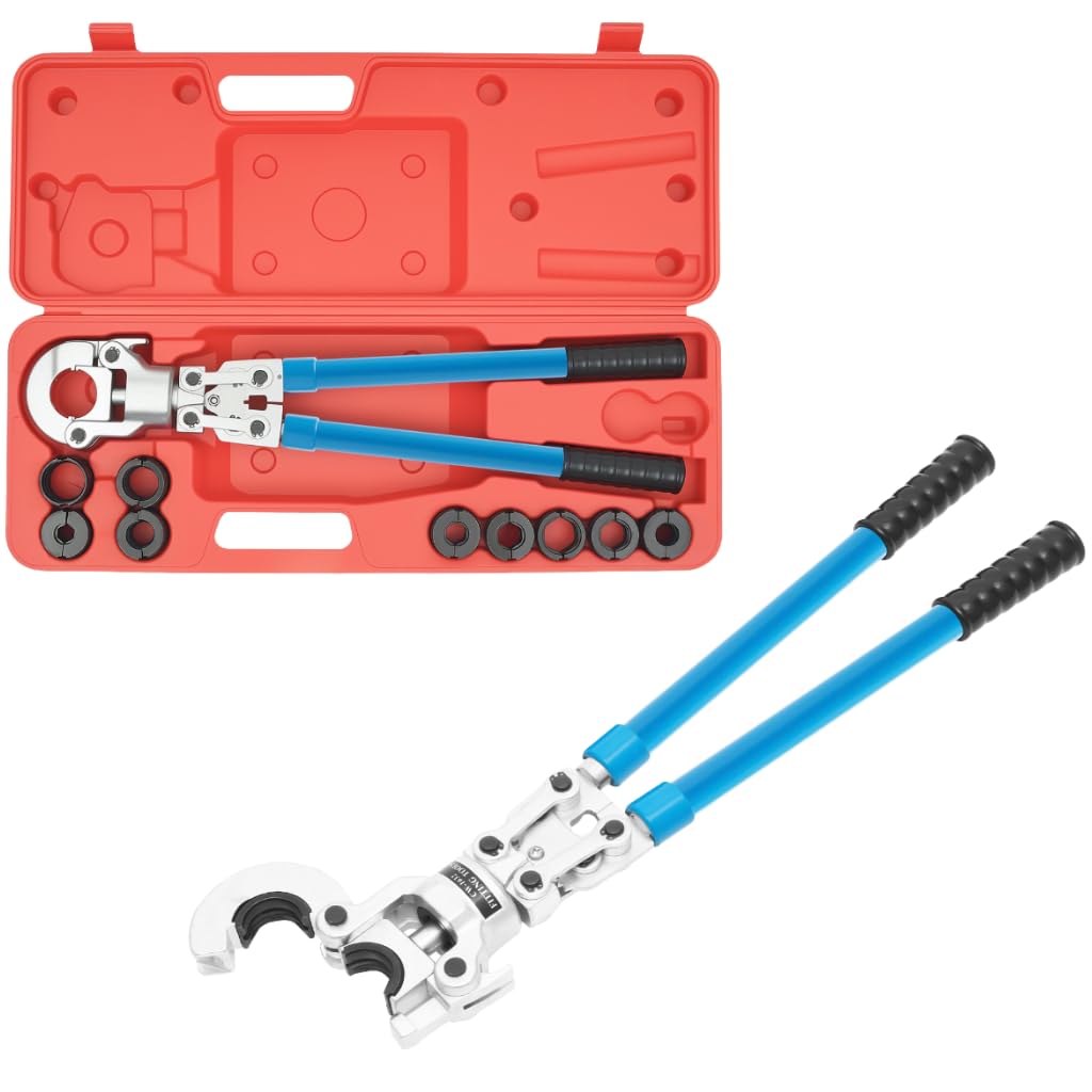 Pex - Set di pinze crimpatrici per tubi da 6/10/16/25/35/50 mm², testa girevole a 360°, set di strumenti di crimpatura idraulica professionale, lunghezza prodotto 55-74 cm