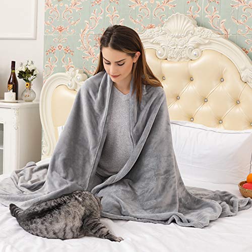 Image of KMUSET Fleece Blanket Throw Size Grey Lightweight Super Soft Cozy Luxury Bed Blanket Microfiber Factory Shop