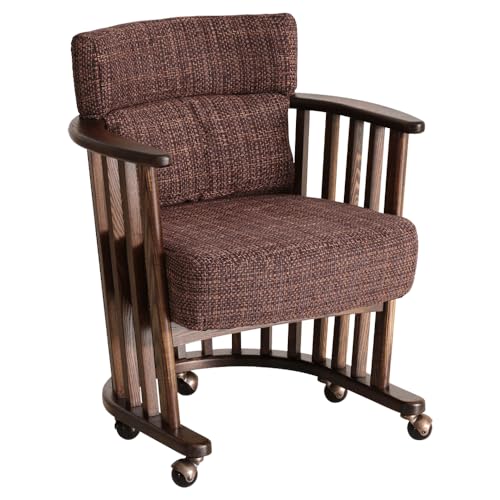 貞苅椅子製作所 ダイニングチェア キャスター付き 肘付き 天然木 ファブリック 木製 完成品 おしゃれ 朱雀 (ブラウン)