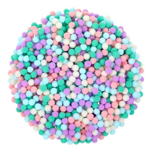 1000 Stück 1 cm Pompons zum Basteln, Mini Bunte Pompons Filzkugeln, Klein Bastel Pompoms für Lustige DIY Kreative Handwerk, Partydekoration, Feine Haar-Accessoires(Pastellfarben)