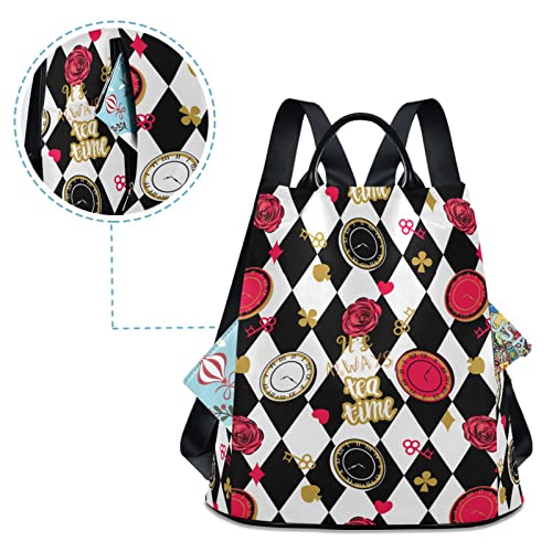 Image of Fustylead Alice Chess Board Backpack Purse for Women Fashion Ladies Shoulder Bags Large Travel Bag