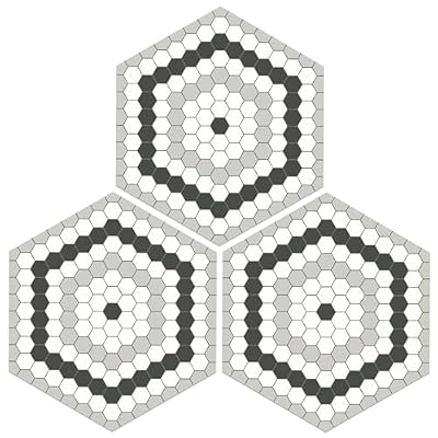 MORCART 20PCS Peel and Stick Floor Tile, Upgraded Hexagon Vinyl Flooring Covers 12.6 Sq Ft, Waterproof DIY Removable Flooring for Bathroom, Kitchen, Bedroom, Stairs, Entryway (Mosaic Fog Grey)