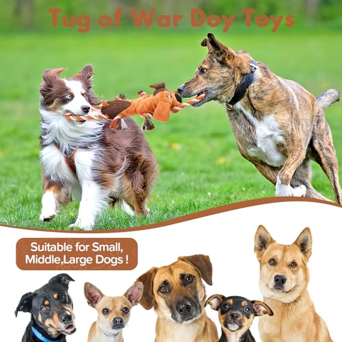 Letsmeet Squeaky Dog Toys, Tug Of War Dog Toy For Large Dogs, Plush Puppy Toys With Pull Rope thumb #5