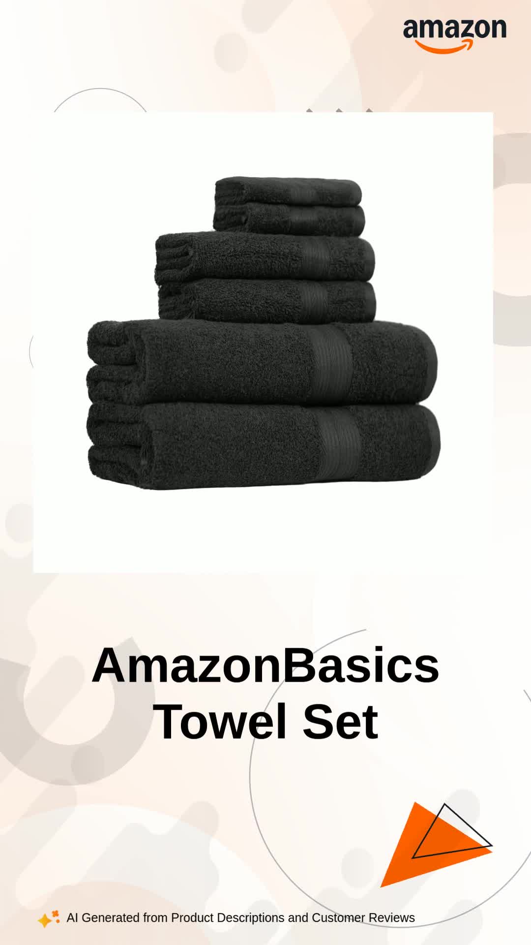AmazonBasics Fade-Resistant Cotton - 500 GSM - 6-Piece Towel Set