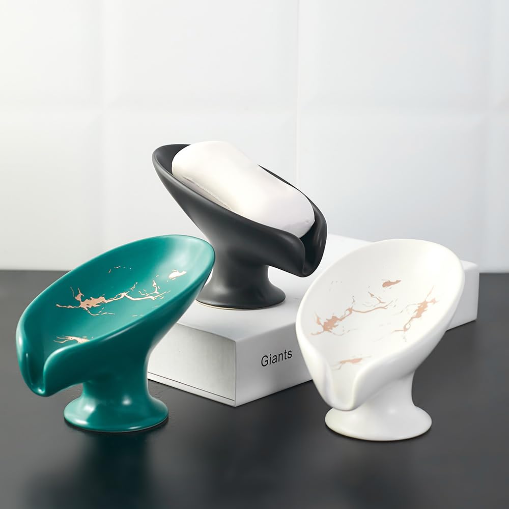 Ceramiczna mydelniczka pod prysznic, uchwyt samoodpływowy utrzymuje mydło w suchości, łatwe czyszczenie, czarny