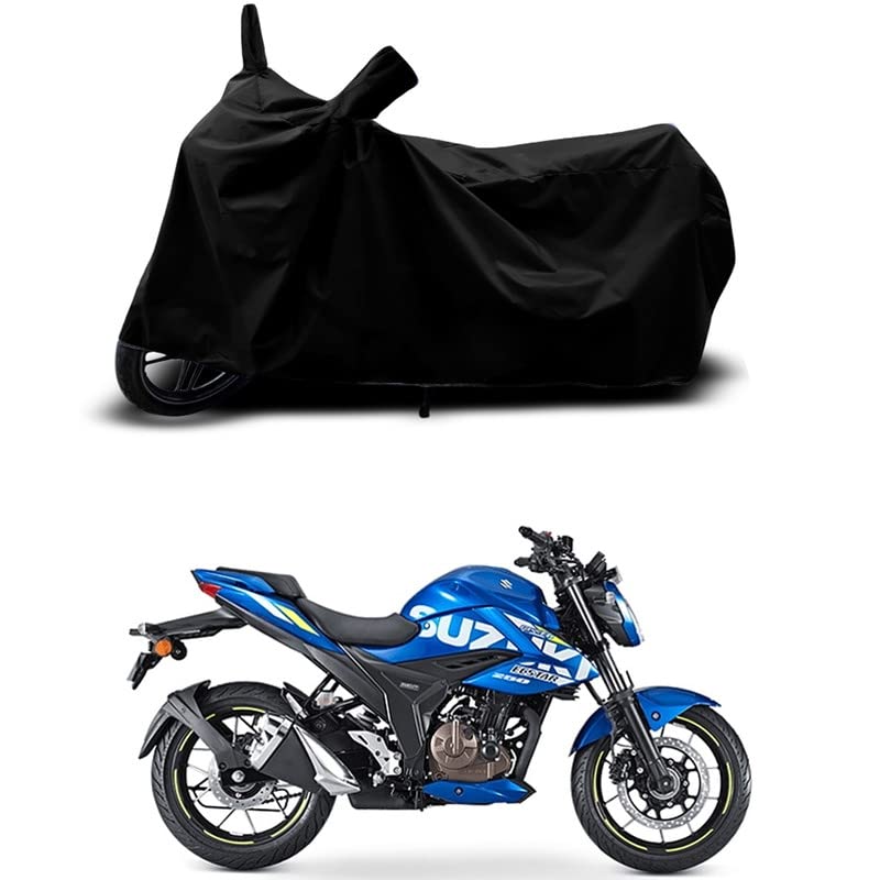 Image of 100% Scratchproof /UV-Rays /Heat Protection /Birds Dropping /Water Resistant /Dust Proof /Waterproof /Full Bike Scooty Two Wheeler Body Cover Compatible for Suzuki Gixxer 250 All Varients[Black]