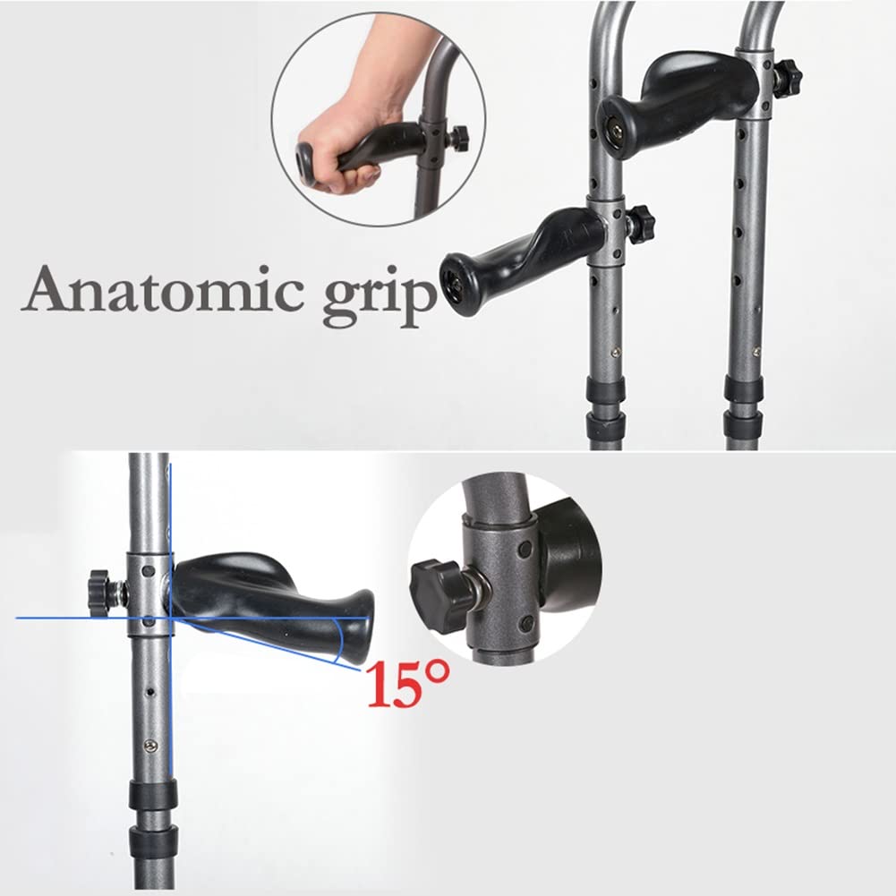 Muletas Plegables para Axilas con empuñadura anatómica, muletas ergonómicas en Forma de F, Altura Ajustable, muletas de Aluminio, Puntas articuladas, 1 par (Size : S)