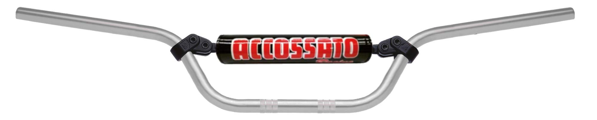 Accossato Handlebar Made in Italy mx-enduro D.22, Fantic Motor Trial Progress 1 50 cc (-), Silver Colour with Crossbar and Black Bumper (sh1n)