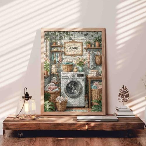 Mother's Day Puzzles 1000 Piezas para Adultos, Escena de Cuarto de Lavado Puzzle para Juegos Familiares Desafiantes DIY Puzzle para Decoración de Pared en Casa Regalos - 19.7 x 27.6 Pulgadas miniatura 3