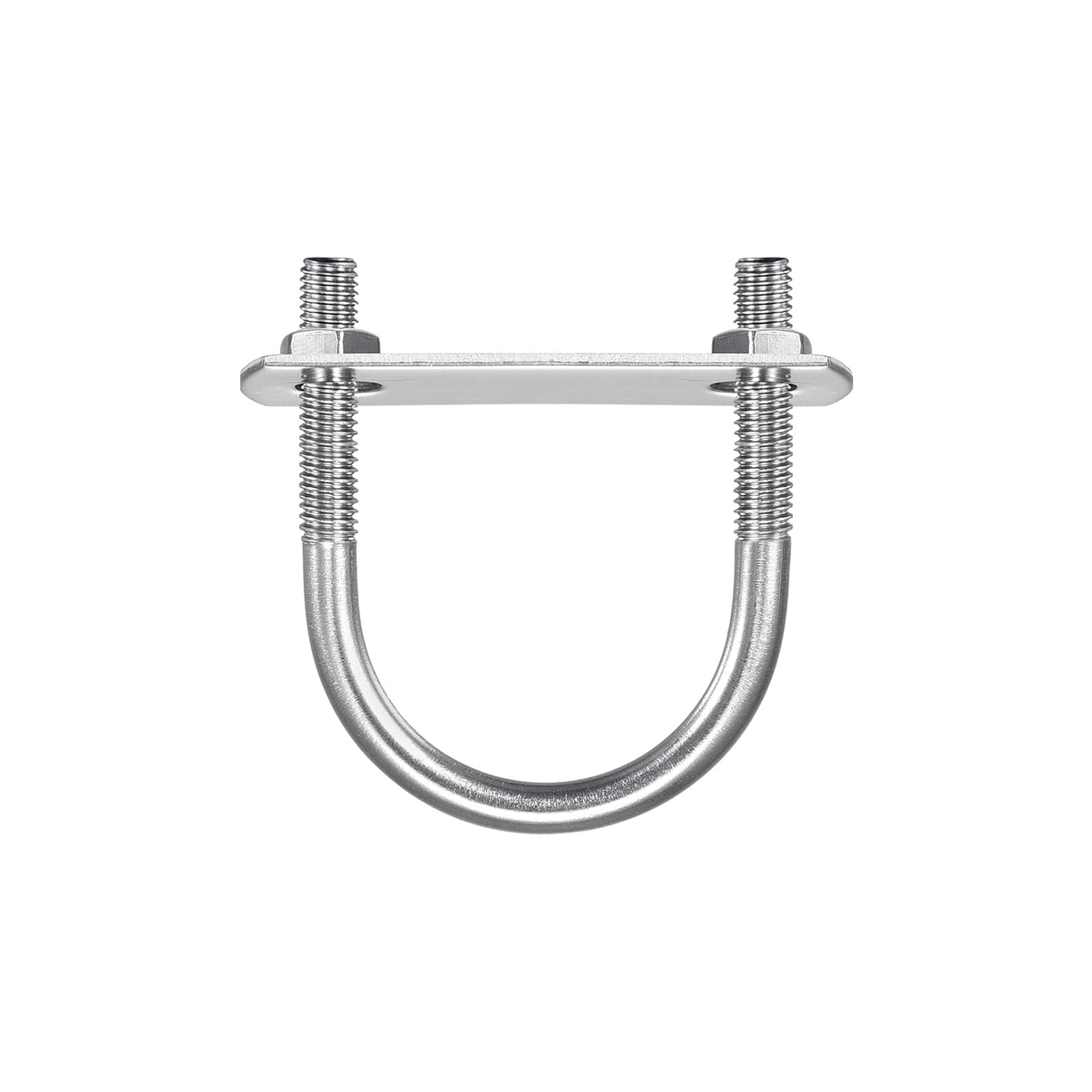 Unifizz Round U-Bolt,2 Set 304 Stainless Steel M6 U Bolts 38mm(1.5") Inner Width 53mm Length with Nuts and Frame Plate for Automobiles Boat Trailer