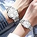 OLEVS Valentine's Day His and Her Couple Watches Fashion Dresse Matching Watches Quartz White Face White Stainless Steel Strap Luminous Waterproof Wrist Watch