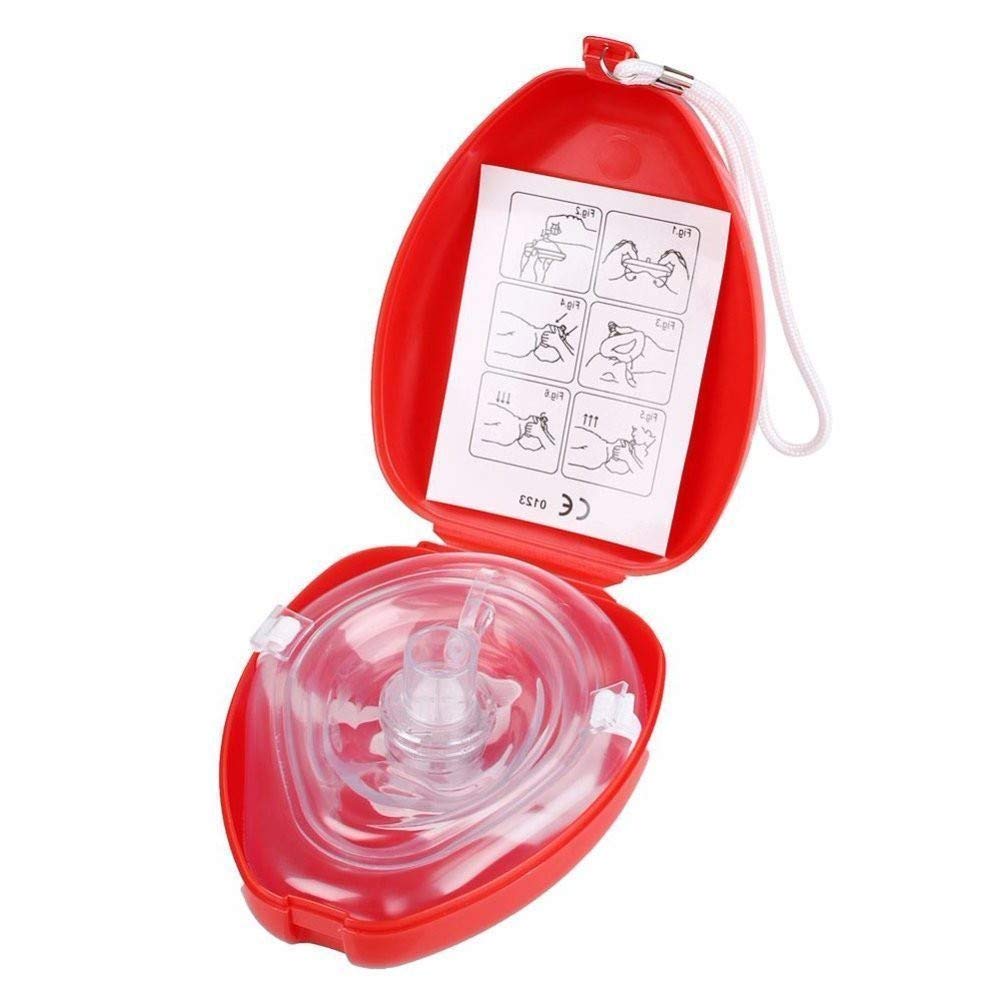 Pocket Mask maschera di rianimazione per respirazione bocca a bocca professionale CPR Mask Resuscitator maschera di plastica dura cpr rossa con custodia per il trasporto (2 pezzi)