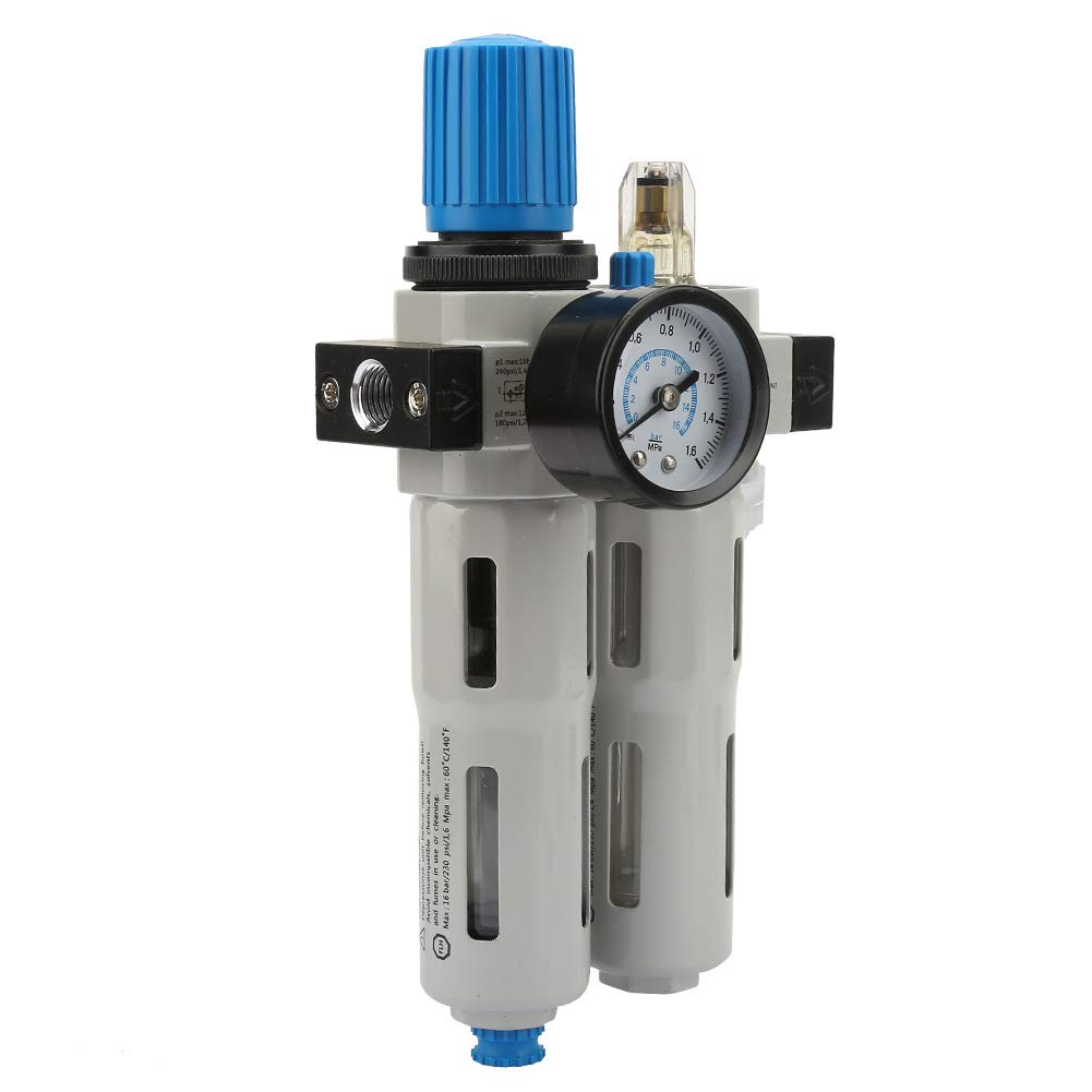 Regulador de Filtro de Aire, Combo de Lubricador y Regulador de Filtro de Aire Comprimido de 1/4 Pulgadas, Combos de Agua, Filtro, Regulador y Lubricador de Aleación de Aluminio