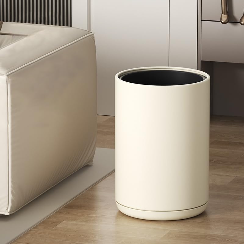 Image of 8L /2.1GAL Small Trash Can Laundry Room,Bathroom Trash Can White, Large Open Garbage Can with Double Barrel for Bedroom, Children's Room, RV, Laundry Room (WHITE-8L)