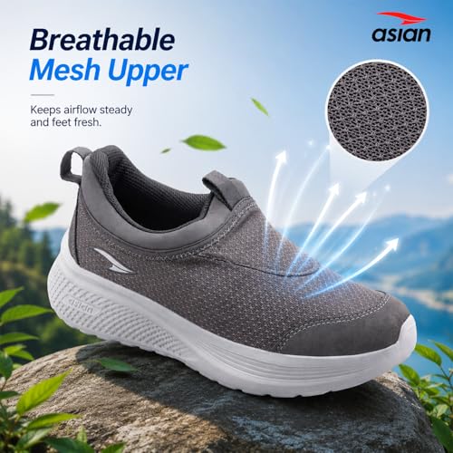 Image of ASIAN Wonderwalk-31 Men's Walking Shoes | Slip-On Daily Walk Trainer with Breathable Knit Mesh, Memory Foam Comfort & Lightweight Design
