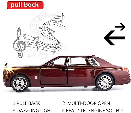 Image of LONGMIRE Metal Pull Back Diecast Car Pull Back Model with Sound Light Boys Gifts Toys for Kids Pack of 1, Multicolor (1:32 Rolls Royce Phantom)