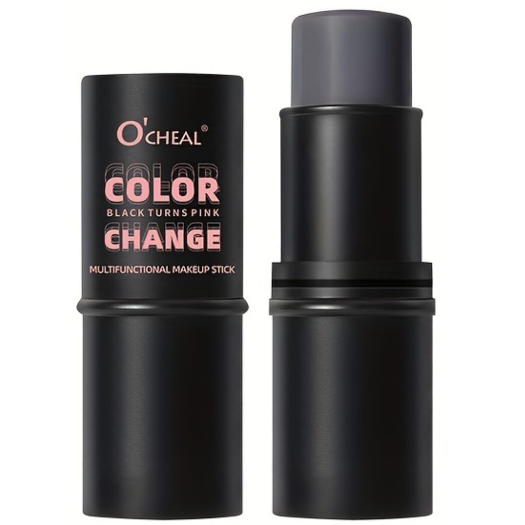 NIKITA.VIVI 3 in 1 Blush Eyeshadow & Lipstick Makeup Stick, Multifunctional Eyes Lips & Blush Color Change from Black to Pink Make Up Stick, All Skin Color Changing Lipstick Eyeshadow & Blusher Sticks
