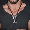 PiercingJak Men Norse Viking Thor's Hammer Necklace Stainless Steel Vintage Nordic Viking Mjolnir Amulet Pendant with Black Genuine Leather Celtic Pagan Symbol Jewelry #4