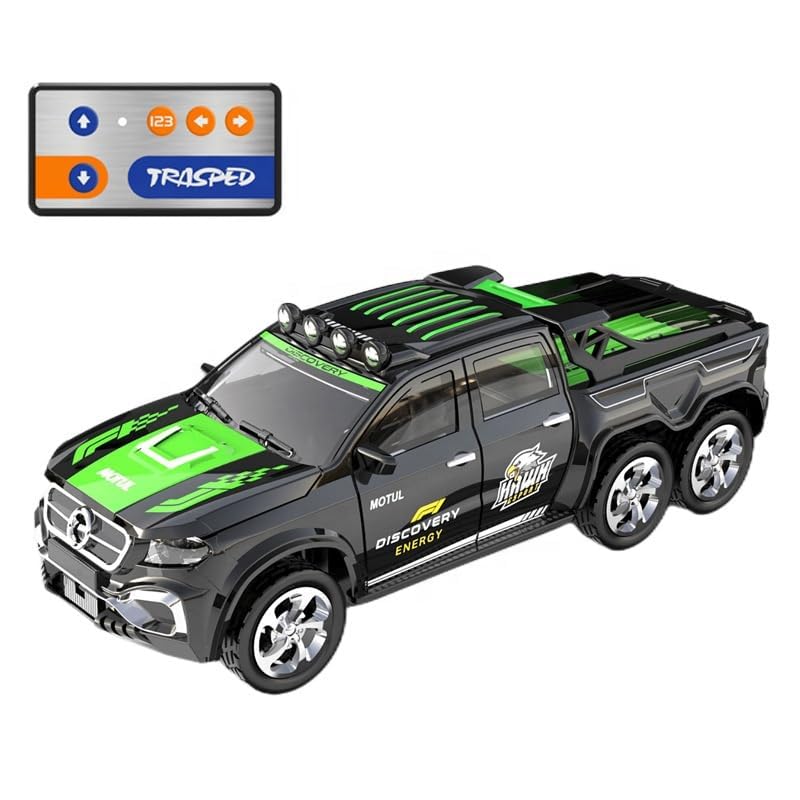 Image of Mini Alloy Off-Road RC Car for Kids 6+ 1:64 Scale Remote Control Car Toys Strip Lights, 2.4Ghz, USB Rechargeable (Off Truck -Black)
