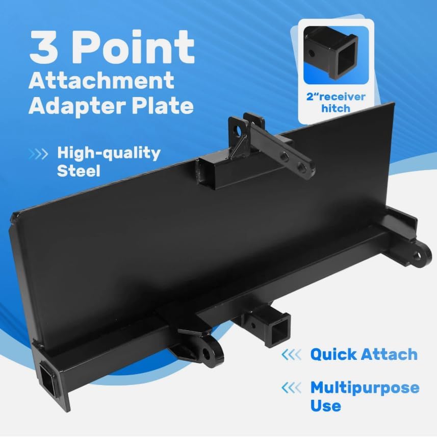 3 Point Attachment Adapter Adjustable Width Lift for Skid Steer Trailer Hitch