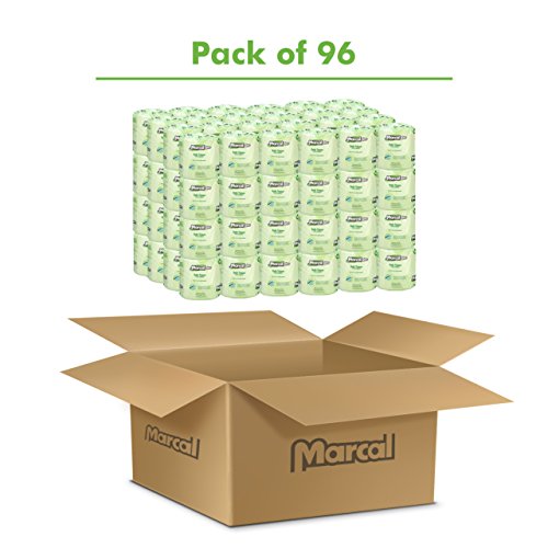 Marcal Pro Toilet Paper, 100% Recycled - 2-Ply, White, 500 Soft & Absorbent Sheets per Roll, 96 Rolls per Case - Green Seal Certified, Bulk Office Bath Tissue 05002