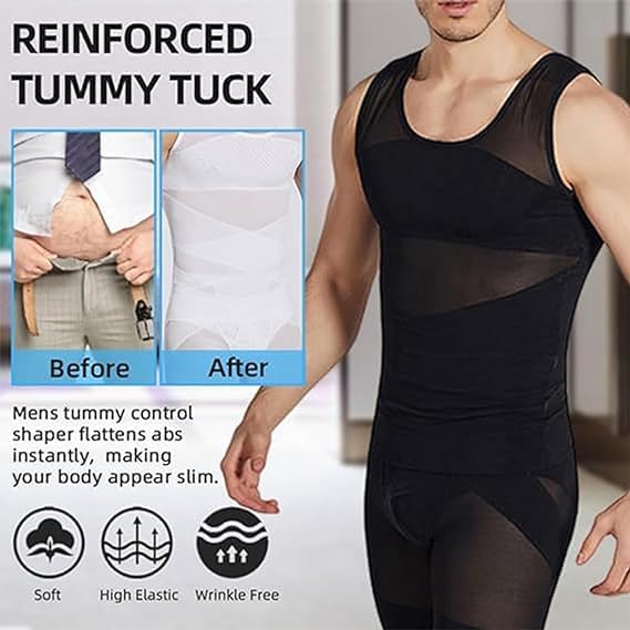 Tonetec Define Tank,Mens Slimming Undershirt,Mens Compression Shirt, Men Slimming Tummy Control Compression Shirt4