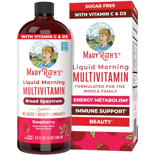 MARYRUTH'S Liquid Morning Multivitamin for Women, Men & Kids, 32 Servings