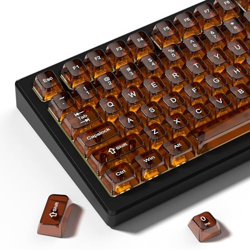 Image of dagaladoo Clear keycaps,Transparent Keyboard keycaps,Jelly Key caps Set,Shine Through keycap,MDA Profile Keyboard caps for Mx Switches Mechanical Keyboard(Brown)