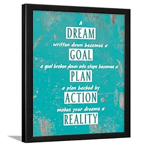 Chaka Chaundh Motivational Quotes Dream Goal, Plan, Action, Business Quotes Wall Frame - (13.5 X 10.5 Inches, Turquoise - vintage - color) , Engineered Wood