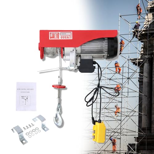 New Portable Electric Hoist Winch 600kg, Heavy Duty Lift with Remote Control, Single/Double Sling, Versatile 12m Lift for Home, Garage, and Industrial Use