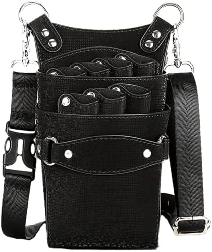 美容師 シザーケース トリマー シザーバッグ ショルダーバッグ トリマー収納 ハサミ収納 理容室 ウエスト ショルダーバッグ はさみ 櫛 収納 サロン 大容量 7丁 家庭用 2way トリマー ツールポーチ サロン レザー 挿し 理容師 トリマー ベルト付