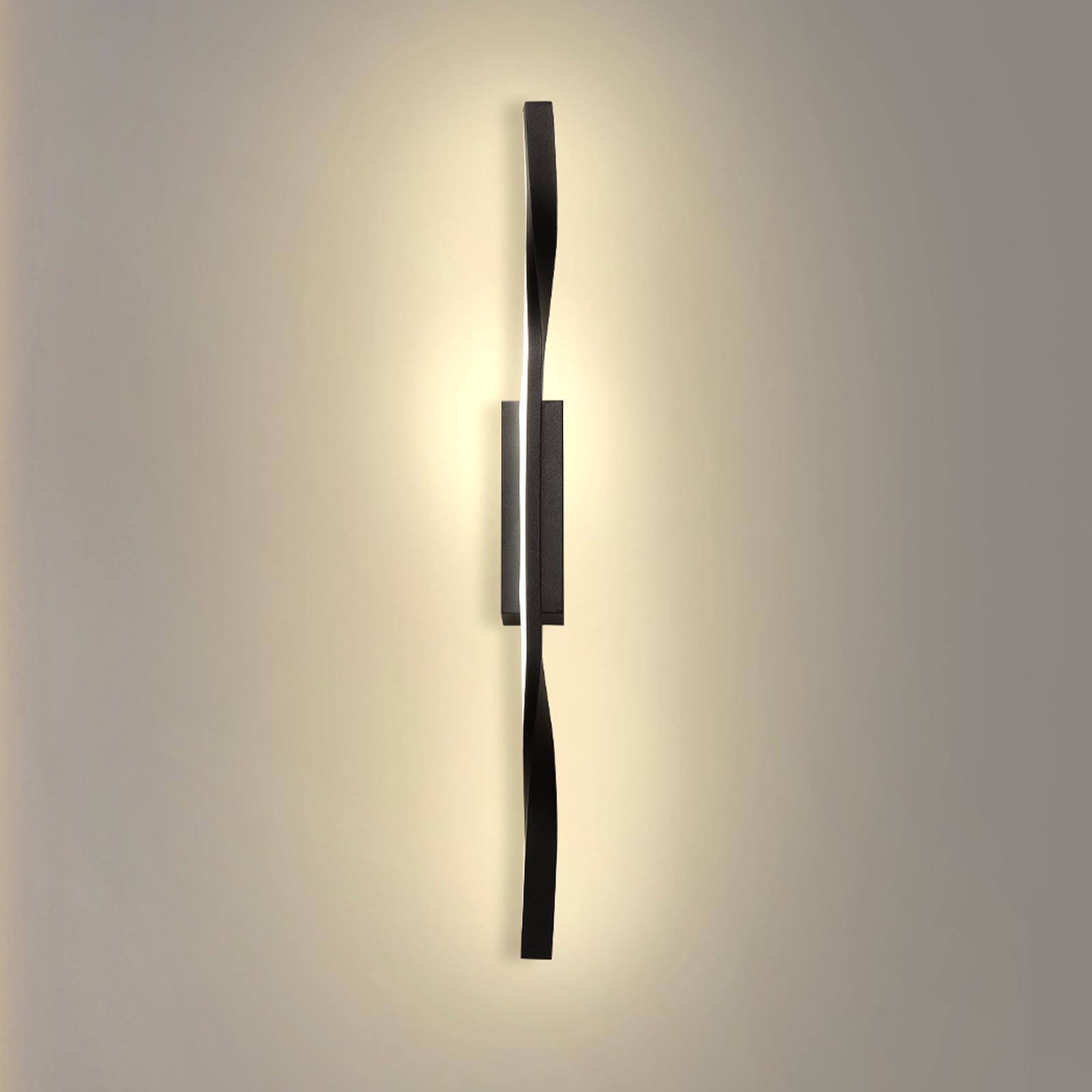 LIGKIN LED Long Strip Wall Lights Indoor, 10W 3000K Warm White Modern Creative Aluminum Mounted Wall Sconces Decoration Light, Background Linear Sconce Lamp for Bedroom Living Room Corridor Black 60CM — image 1