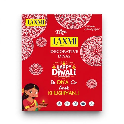 Image of Premium Laxmi Decorative Clay Diya Set of 12 | Handcrafted Colourful Mitti Diyas for Diwali