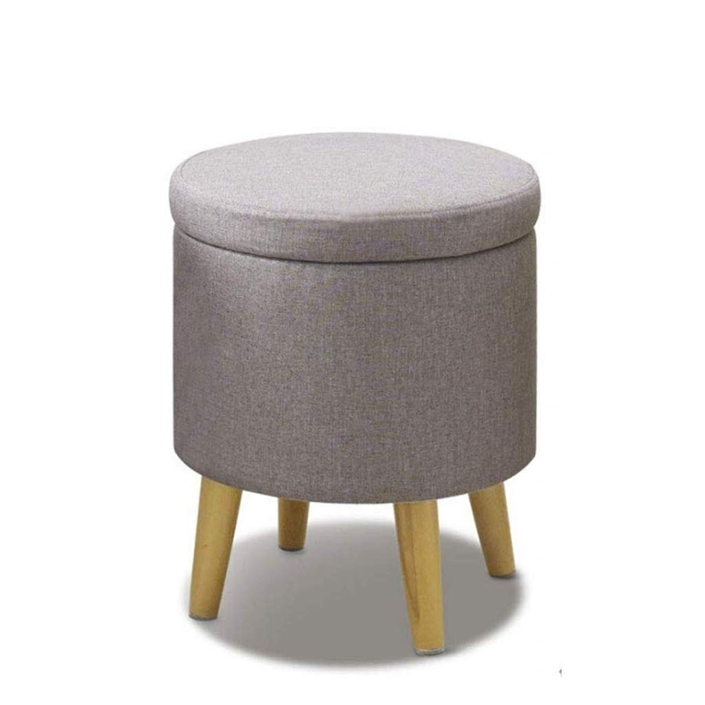 JMTLLSFD Storage Stool, Multi-function Toy Storage Stool Home Solid Wood Shoes Bench Living Room Sofa Bench Footstool 37×46cm (Color : Gray)