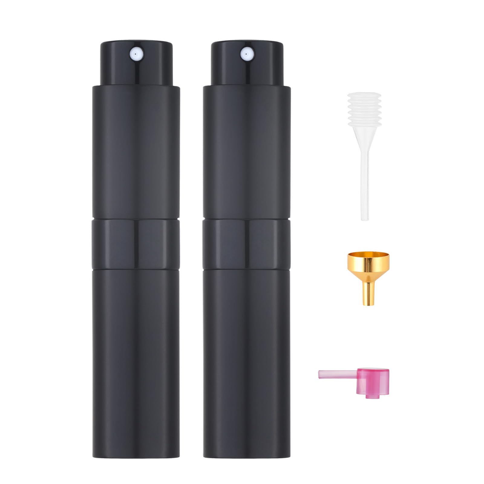 Tekson 8ml Travel Perfume Atomizer Refillable, Mini Cologne Spray Bottle Empty, Small Aftershave Portable Sprayer for Liquid Dispenser (Black)