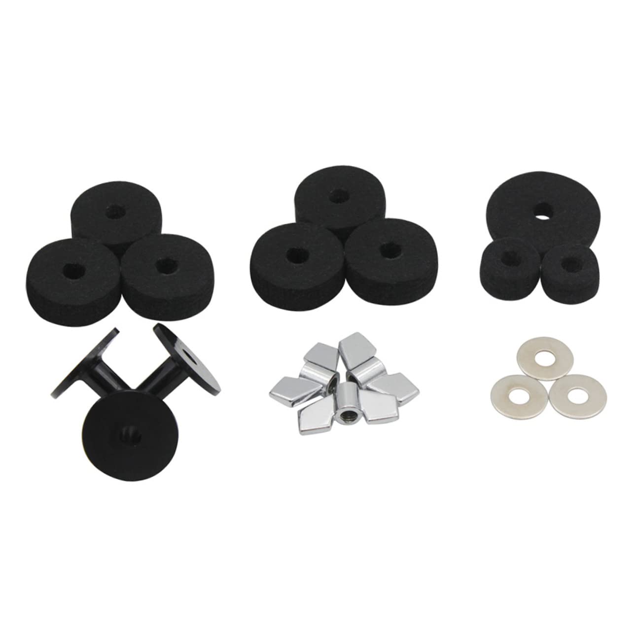 TOYANDONA 54piezas Accesorios De Batería De Percusión Almohadillas De Platillo Arandelas Tubos y Base Para Soportes De Platillos
