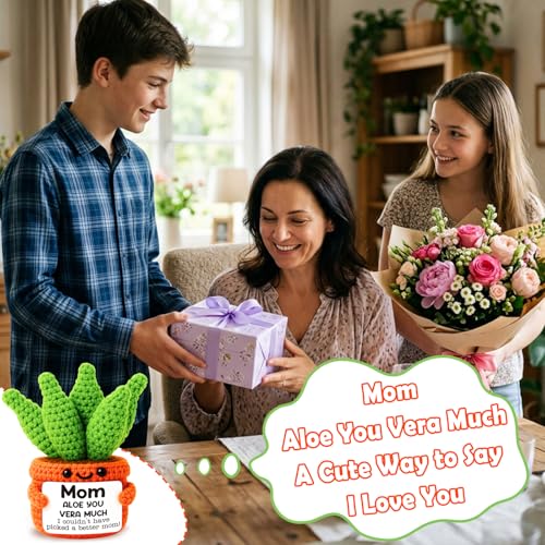 Image of GiftMark Mom Birthday Gifts from Daughter - Aloe Gifts for Mommy | Mom Birthday Gifts from Daughter, Mothers Day Gift for Mom, Handmade Crochet Aloe