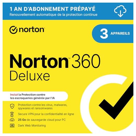 Norton™ 360 Deluxe 2024 |3 Appareils | 1 An d'Abonnement | Secure VPN - Password Manager - Dark web monitoring| PC/Mac/iOS/Android - Téléchargement