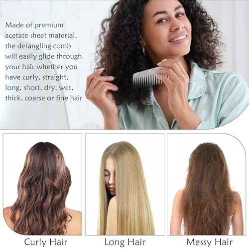 Peines de dientes anchos para desenredar cabello rizado miniatura 6