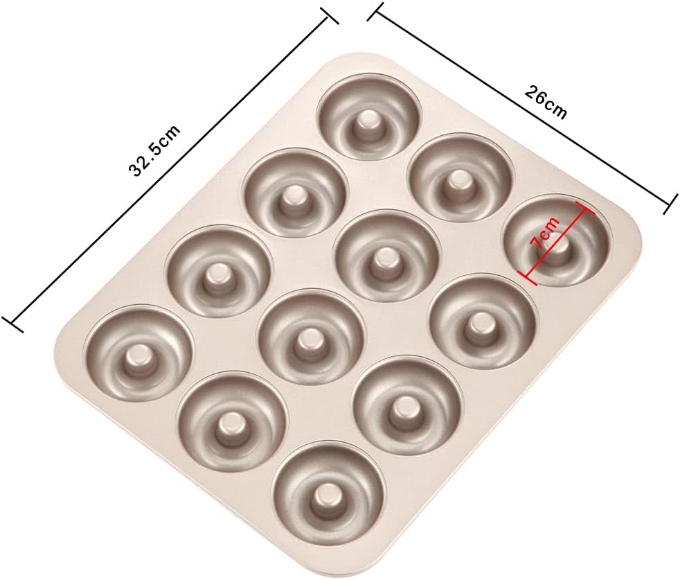 CANDeal Non-Stick Carbon Steel Donut Mold for 12 Full-Size Donuts, Oven Baking Tray