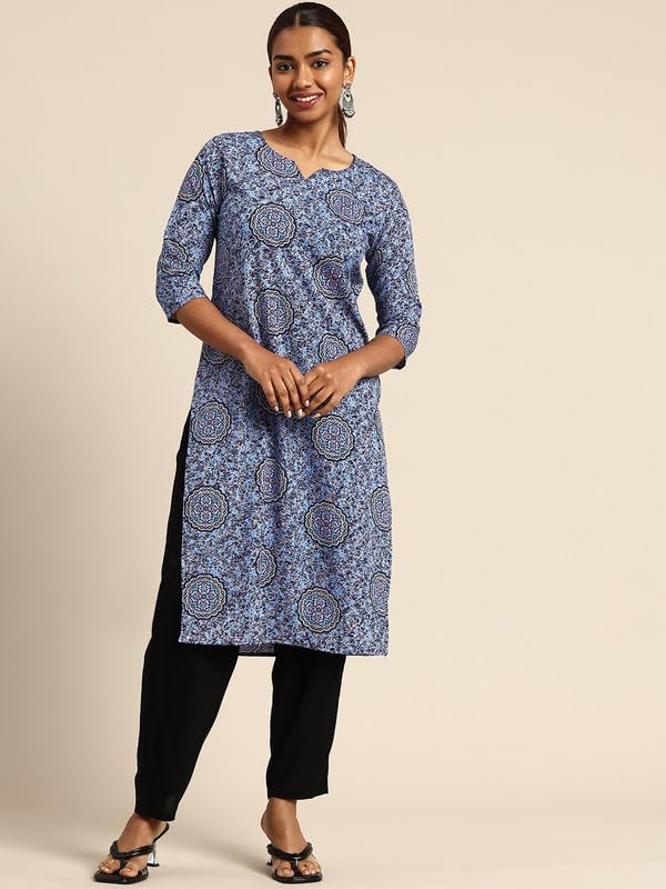 Image of JAKHANA Women's Crepe Printed Casual Straight Calf Length Round Nick Kurta Pack of 4