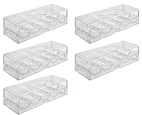 Szkielet Poker Chip Tray zestaw do 500 Poker Chip – 5 Trays z pokrywkami zapewnia po 100 Chips – Chip/ – taca, przezroczysta, akryl