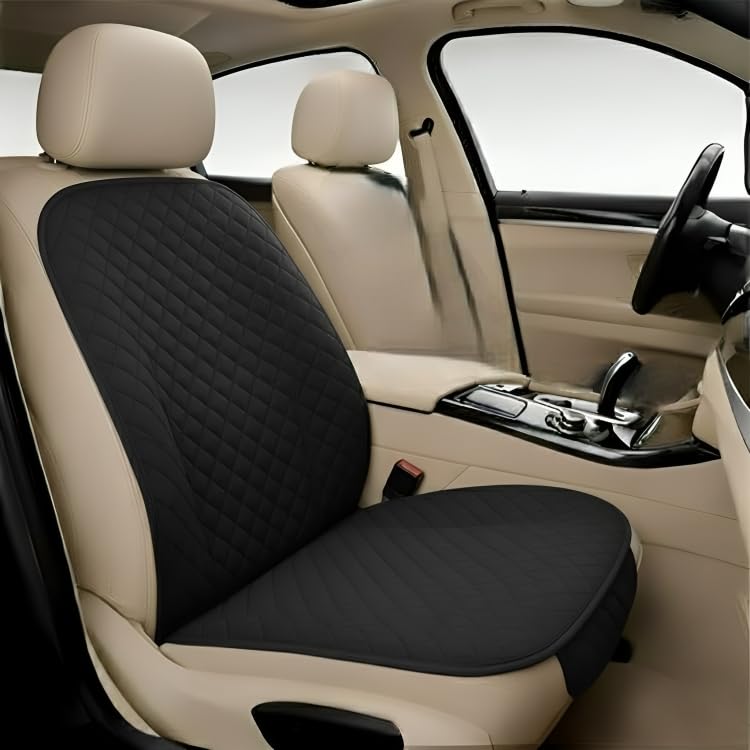 Image of AURAFRESH Car Seat Protector Cushions Cover, Airbag friendaly. (Black, 2PC Driver SEAT)