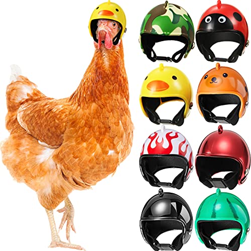 8 Pieces Hens Helmet Chicken Helmet Pet Safety Helmet Funny Parrot Helmet Chicken Bird Hat Headwear Small Pet Hard Hat Pet Helmet Costumes Accessories for Chicken Bird Parakeet (Animal, Solid Color)